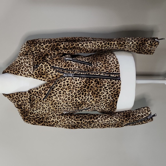 HP**Nwt Frame Denim Velvet Leopard Print Moto Jacket